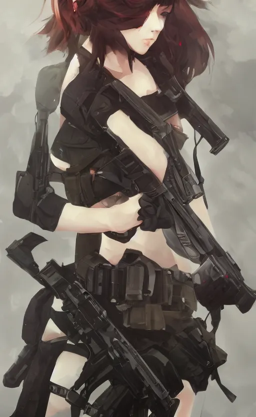 Prompt: highly detailed, high resolution, character design art, stunning, volumetric lightning, realistic guns, girls frontline style, matte, sharp focus, 150mm, illustration, artstation, by kuvshinov ilya, realistic human anatomy, simple design, realistic military gear