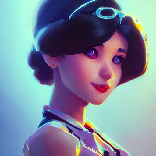 Image similar to portrait of a pinup girl, mattepainting concept blizzard pixar maya engine on stylized background splash comics global illumination lighting artstation lois van baarle, ilya kuvshinov, rossdraws