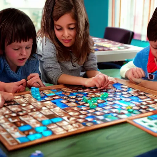 Prompt: children playing eldritch scrabble