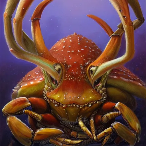 Prompt: deer - crab creature, oil painting by justin gerard, deviantart