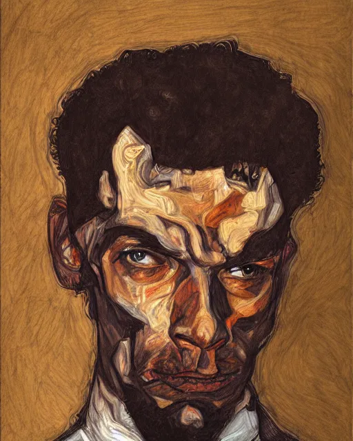 Prompt: portrait of mr. t - rex egon schiele in the style of greg rutkowski