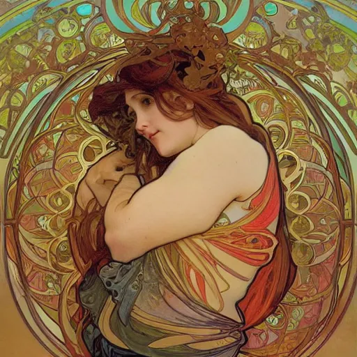 Image similar to art by alphonse mucha, frank gehry, james christensen, john stephens