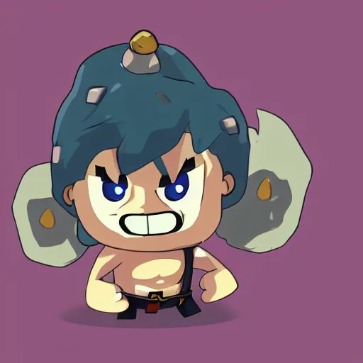 Image similar to cute small happy kawaii chibi boulder troll with a mustache, studio trigger, 4 k, digital art, concept art