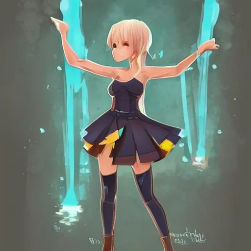 Image similar to concept art of a vtuber, upper-body, water themed, 2d, hd Pinterest