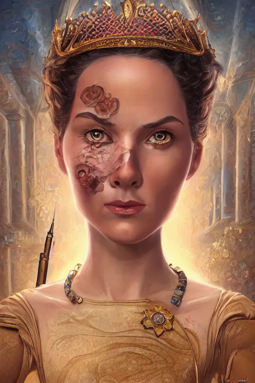 Prompt: Portrait of a beautiful female Benjamin Netanyahu Disney princess, Regal, Realistic, Refined, Detailed Digital Art, Oil Painting, Michael Cheval, Esao Andrews, Art Frahm, Steampunk, Walt Disney (1937), Highly Detailed, Cinematic Lighting, Unreal Engine, 8k, HD