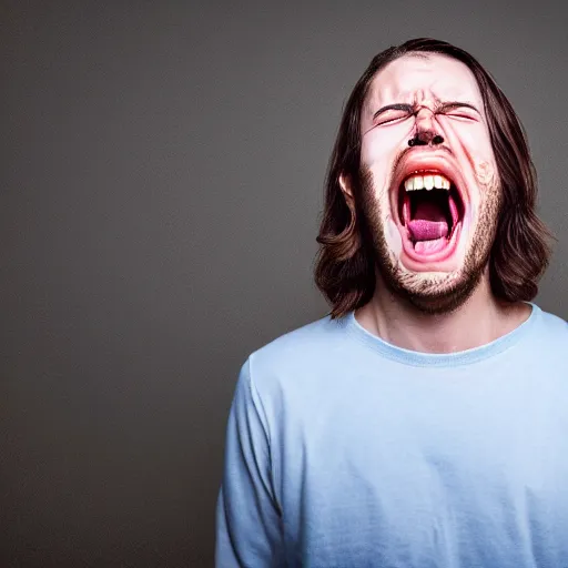 Image similar to photo of generic human face screaming in pain