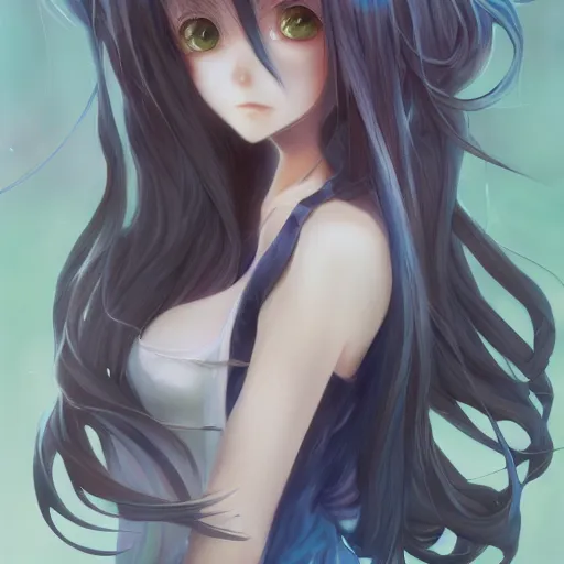 Prompt: anime portrait of an anime cat girl waifu, long hair, twisted braid, watery detailed eyes, by Stanley Artgerm Lau, WLOP, Rossdraws, James Jean, Andrei Riabovitchev, Marc Simonetti, and Sakimichan, trending on artstation