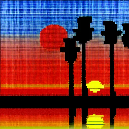 Prompt: pixel art of a sunset 32px