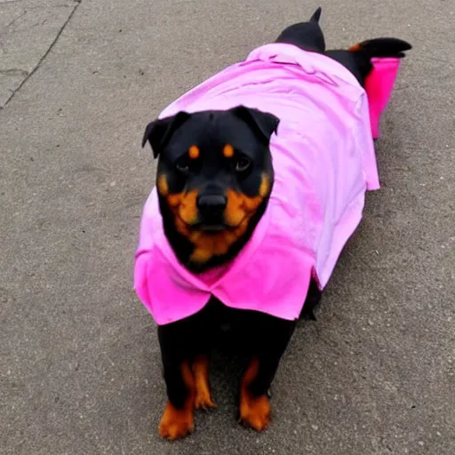 Image similar to rottweiler wearing a pink shirt