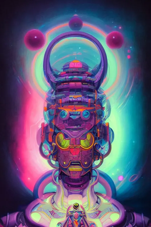 Prompt: Psychedelic Neon Japanese Portrait of Galactus by Peter Mohrbacher