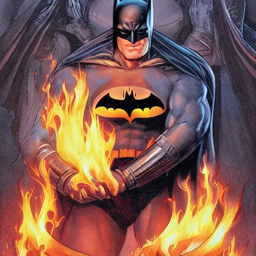 Image similar to batman holding a lit flame jean sebastien rossbach jeff easley jen bartel