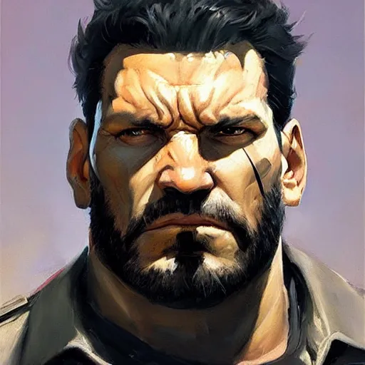 Image similar to greg manchess portrait painting of light frank castle aka punisher as overwatch character, medium shot, asymmetrical, profile picture, organic painting, sunny day, matte painting, bold shapes, hard edges, street art, trending on artstation, by huang guangjian and gil elvgren and sachin teng