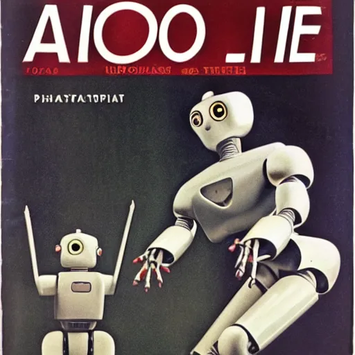 Image similar to A LIFE Magazine Cover, Robots are Alive, photograph