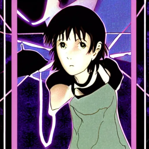 Image similar to Serial Experiments Lain, tarot card