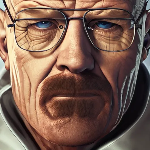 Prompt: Walter white, Close up portrait, wearing a leather jacket, hyperdetailed, artstation, cgsociety, 8k, nighttime