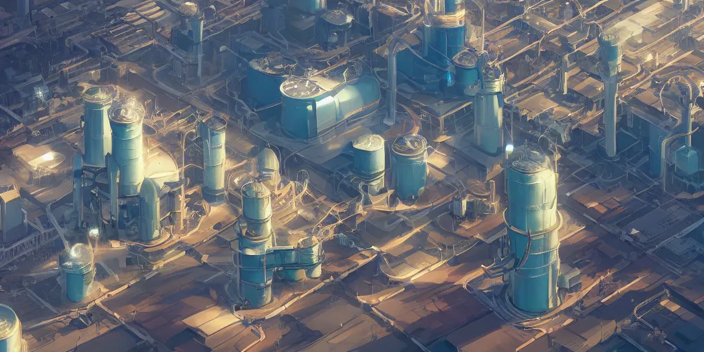 Image similar to aerial view of a renewable futuristic powerplant, mattepainting concept Blizzard pixar maya engine on stylized background splash comics global illumination lighting artstation lois van baarle, ilya kuvshinov, rossdraws