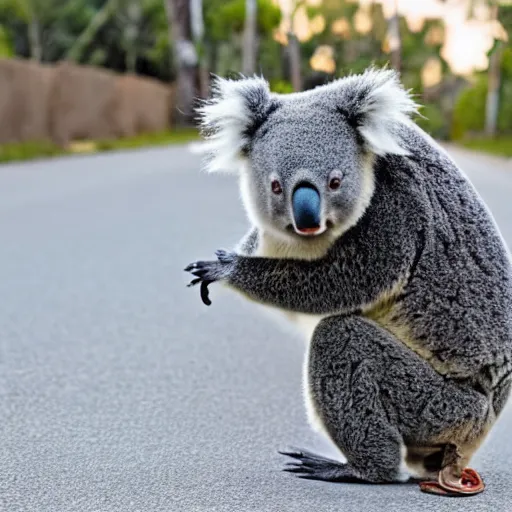 Image similar to koala bear riding a motorcycle