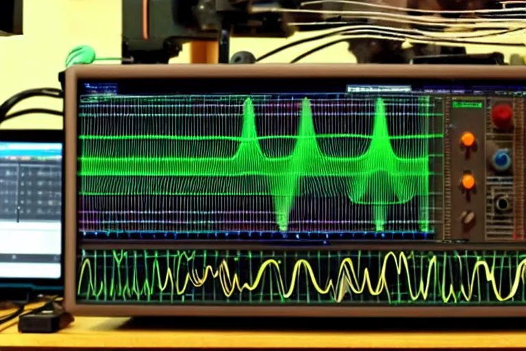 Image similar to an oscilloscope shaking a sound wave, wiggling a weasel, a stoat sinusoid spectacle : the wiggle and the wave - the wiggle is the wave!