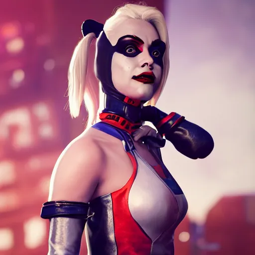 Prompt: cosplay on Harley Quinn on the moon queen, unreal engine, octane render, 8k, full body, high detail of the face