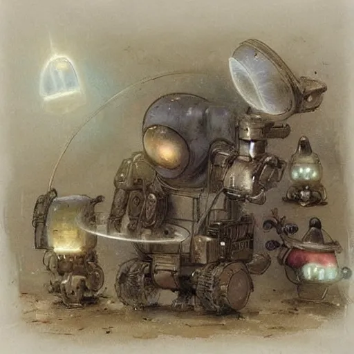 Prompt: (((((((((((cluttered inventors shop full of robots))))))))))) . muted colors. by Jean-Baptiste Monge !!!!!!!!!!!!!!!!!!!!!!!!!!!!!!!!!!!!!!!!