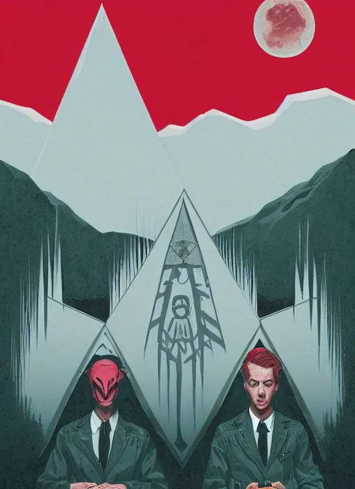 Image similar to Twin Peaks movie poster artwork by Michael Whelan and Tomer Hanuka, Rendering of masonic and kabalistic symbols, from a scene from Twin Peaks, clean, full of detail, Matte painting, trending on artstation and unreal engine