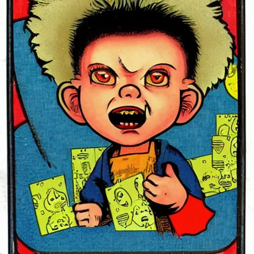 Image similar to a Garbage Pail Kids card Horrible Hector Art Spiegelman art