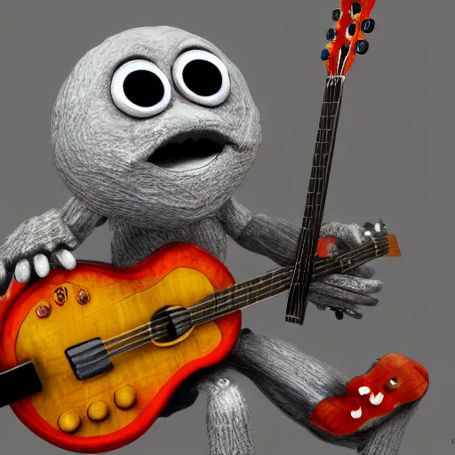 Prompt: medium shot, lucas the spider plays the guitar, 3 d art, zbrush, blender, oil painting