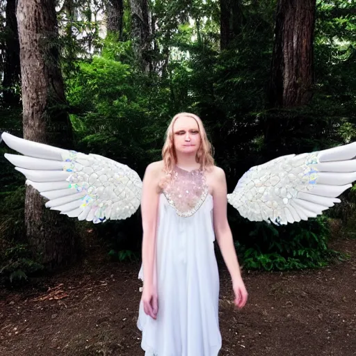 Prompt: photo of a beautiful ethereal angel with crystal wings