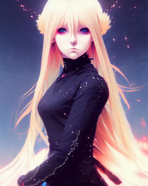 Prompt: blonde haired gothic magical girl anime character screenshot, anime, intricate, sharp focus, illustration, highly detailed, digital painting, clean artstyle, concept art, matte, art by ilya kuvshinov and ruan jia and greg rutkowski, masterpiece