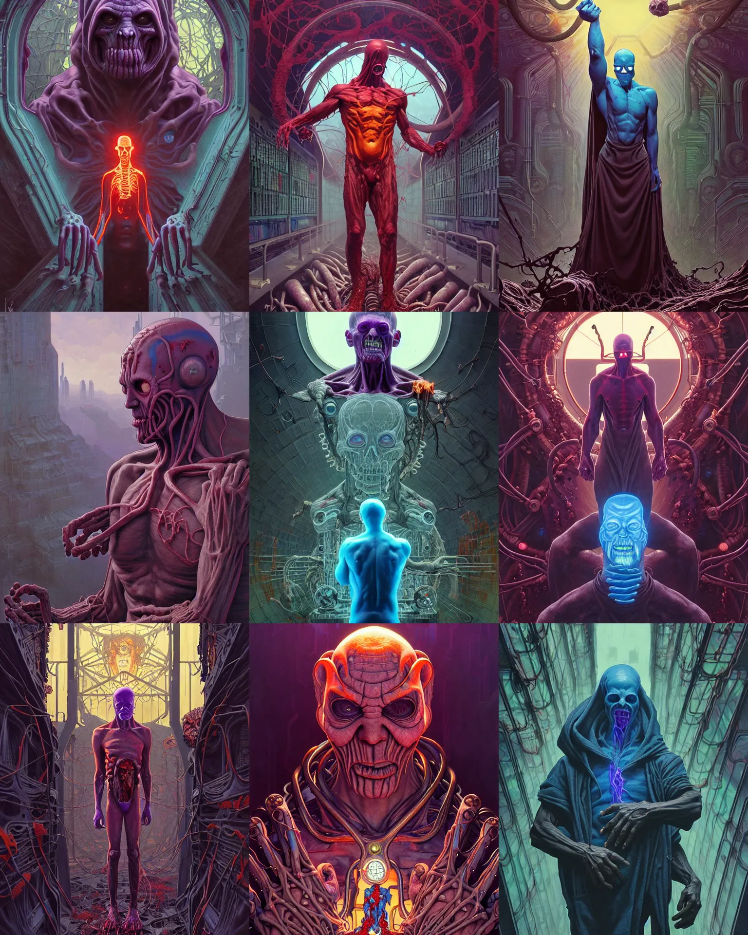 Prompt: the platonic ideal of simon stalenhag of cletus kasady ultimate carnage thanos dementor doctor manhattan chtulu nazgul, detailed, intricate, hyperrealism, intense, scary, decay, dmt, art by brock hofer and artgerm and greg rutkowski and alphonse mucha
