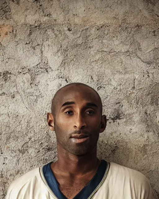 KREA - portrait of kobe bryant, wrinkled, in 7 0 years old, wearing lakers  jersey, photography by steve mccurry, 1 5 mm lens, in his study, trending  on artstation