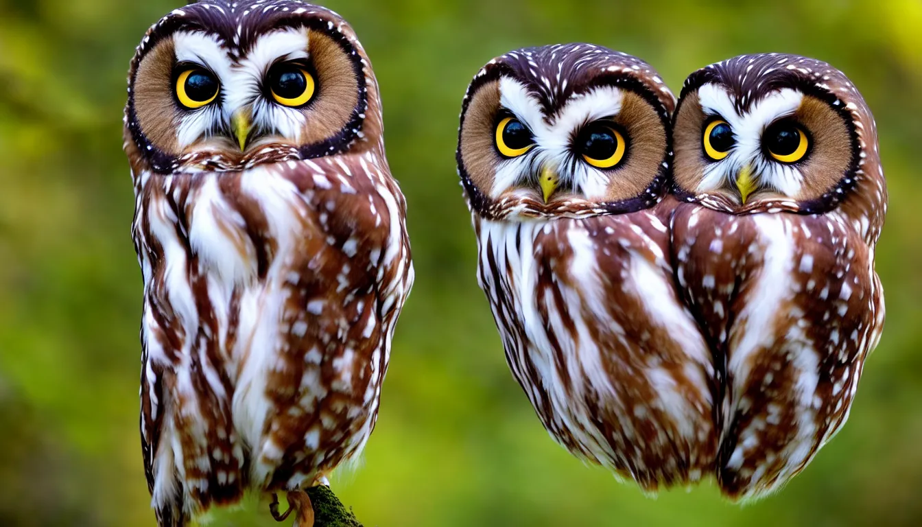 Prompt: northern saw whet owl, cute, wide angle, high resolution, photo, detailed, depth of field,