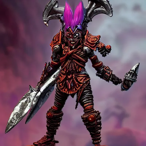 Image similar to githyanki warrior, style of hydro74, red and purple, detailed, 4k