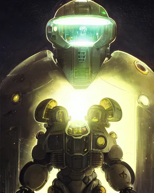 Image similar to luigi in a mech scifi suit with missles and small lights by, fantasy character portrait, ultra realistic, futuristic background by laurie greasley, concept art, intricate details, highly detailed by greg rutkowski, gaston bussiere, craig mullins, simon bisley