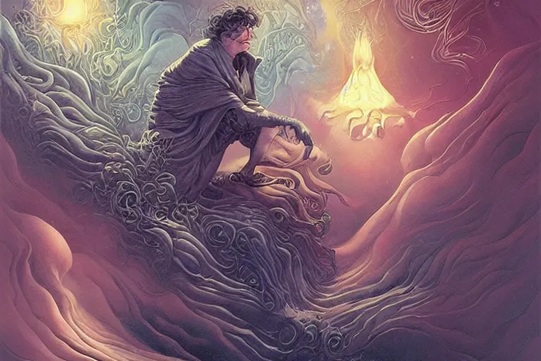 Image similar to dream of the endless sandman Morpheus Neil Gaiman by Darrell k. Sweet Jason Felix Ross Tran Peter Mohrbacher