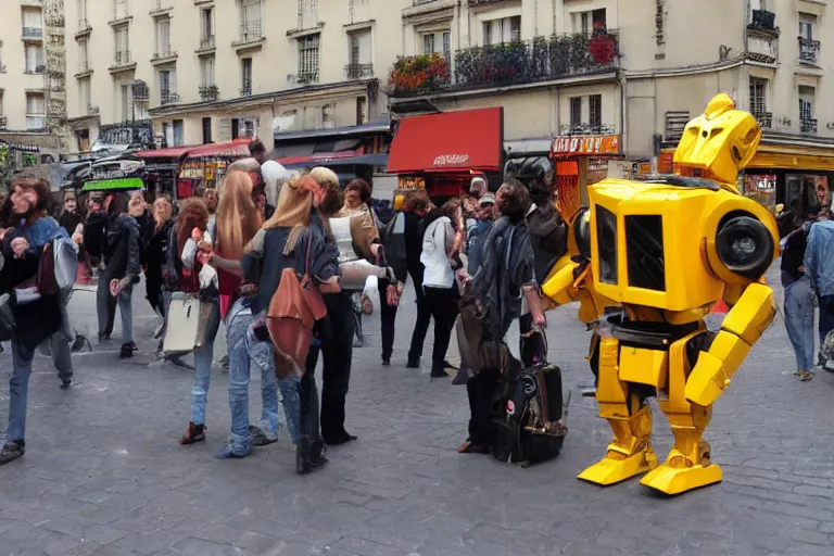 Prompt: autobots walking in paris