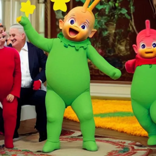 Prompt: happy alexander lukashenko starring in teletubbies