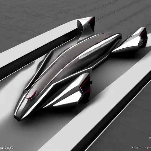 Image similar to futuristic space ship inspired by vintage supercars, full shot, centered, symmetry, symmetrical, JC park, Kezrek, Vincent Maréchal, Nicolas Bouvier, cinematic, photograph, hard surface modeling, shiny surface, glossy