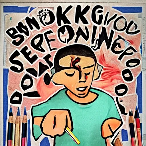 Image similar to smoking broken pencils and beatin up kids - beck