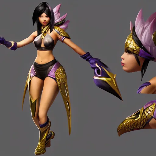 Prompt: character sheet of beautiful KDA akali (wild rift). 3d render, octane render, realistic, highly detailed, trending on artstation, 4k, trending on artstation, pixar, cgsociety, unreal engine 5, redshift render, trending on artstation, blender, behance, cg W- 1600