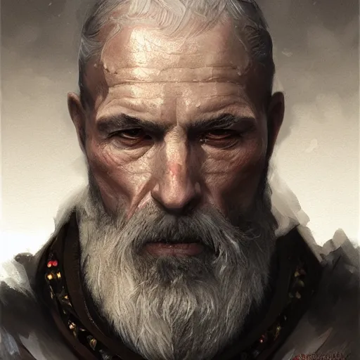 Image similar to portrait of a 6 0 year old male fighter, fantasy, intricate, elegant, highly detailed, digital painting, artstation, concept art, matte, sharp focus, illustration, art by aenaluck and roberto ferri and greg rutkowski, epic fantasy, digital painting