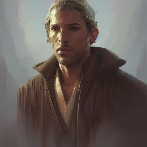 Prompt: portrait of a man by Greg Rutkowski, Jacen Solo from the Star Wars Expanded Universe, highly detailed portrait, digital painting, artstation, concept art, smooth, sharp foccus ilustration, Artstation HQ