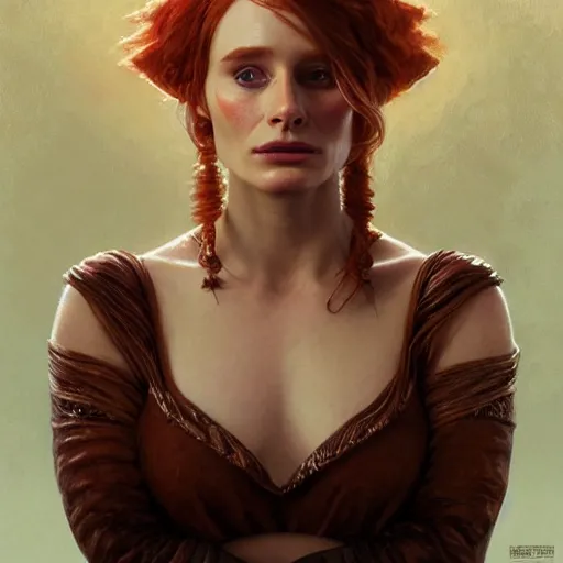 Prompt: portrait of Bryce Dallas Howard , extra onions and ketchup, luscious patty with sesame seeds, feminine ethereal, handsome, D&D, fantasy, intricate, elegant, highly detailed, digital painting, artstation, concept art, matte, sharp focus, illustration, art by Artgerm and Greg Rutkowski and Alphonse Mucha