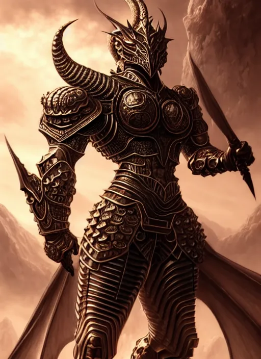 Prompt: intricate ornate armor!! muscular and tall humanoid dragon!!!! draconian!! character concept art, sharp focus, octane render! unreal engine 5! highly rendered!! trending on artstation!! detailed linework!! illustration by artgerm, wlop, and chie yoshii