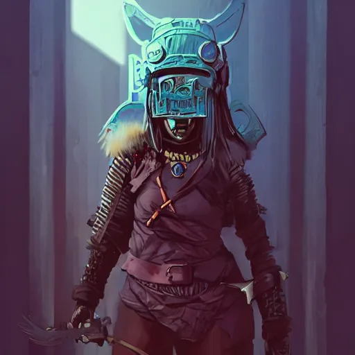 Image similar to cyberpunk viking helmet mask warrior goddess robot ninja fantasy, art gta 5 cover, official fanart behance hd artstation by jesper ejsing, by rhads, makoto shinkai and lois van baarle, ilya kuvshinov, ossdraws