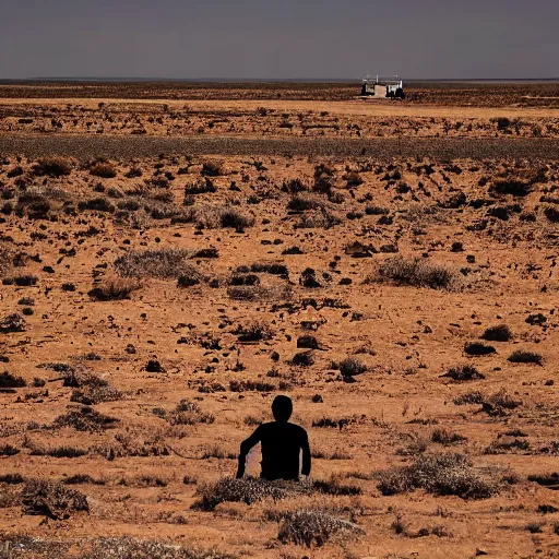 Prompt: silhouette of a person watching a ufo in a large desolate natural scene. entries in the 2 0 2 0 sony world photography awards.