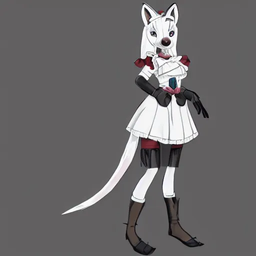 Image similar to a transhuman fox fursona wearing a maid outfit, highly detailed, by don bluth, trending on artstation, furry art