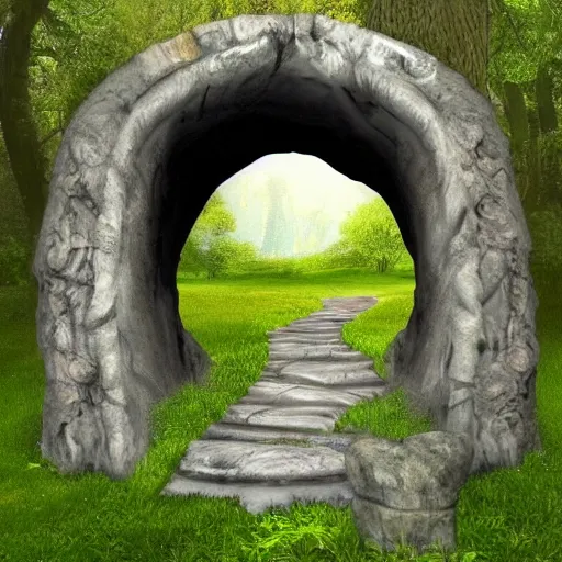 Prompt: a portal in the real world going to fantasy world