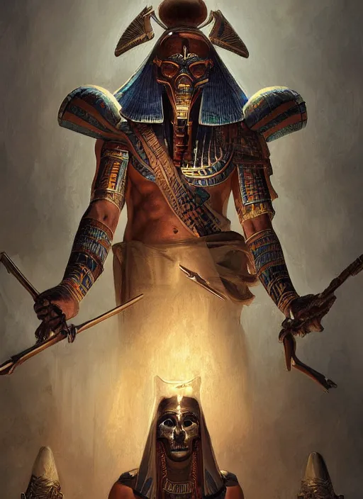 Prompt: digital _ painting _ of _ egyptian god of death _ by _ filipe _ pagliuso _ and _ justin _ gerard _ symmetric _ fantasy _ highly _ detailed _ realistic _ intricate _ port