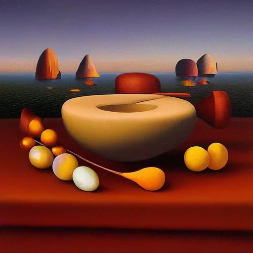 Prompt: Surreal painting named Still life by Vladimir Kush